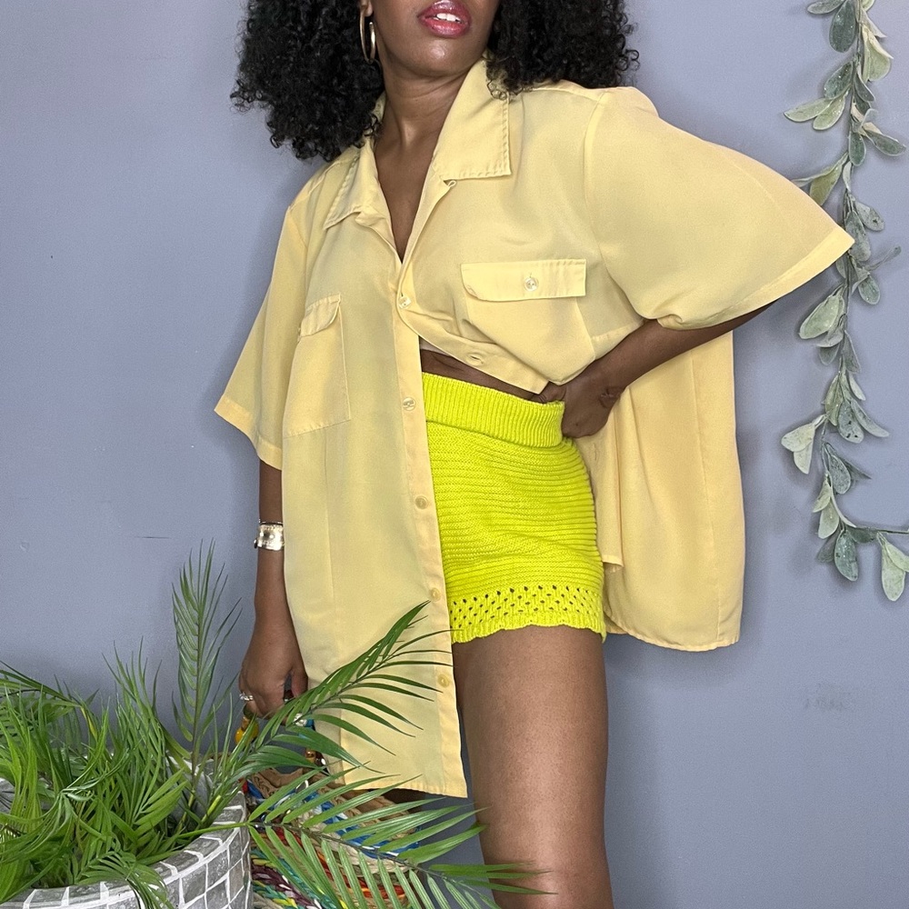 SOLD Oversized Canary Button Up Shirt